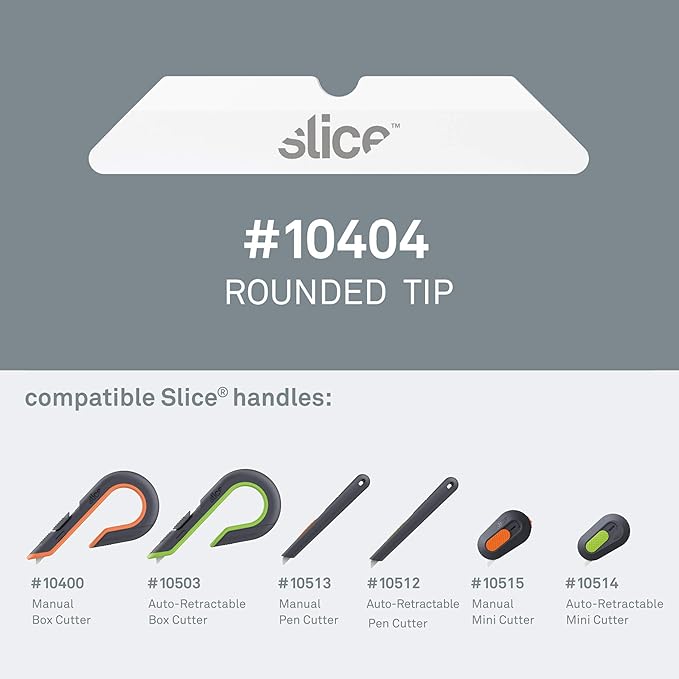 Slice 10404 Replacement Blade, Ceramic, Finger Friendly, Rounded Tip, Lasts 11x Longer Than Metal