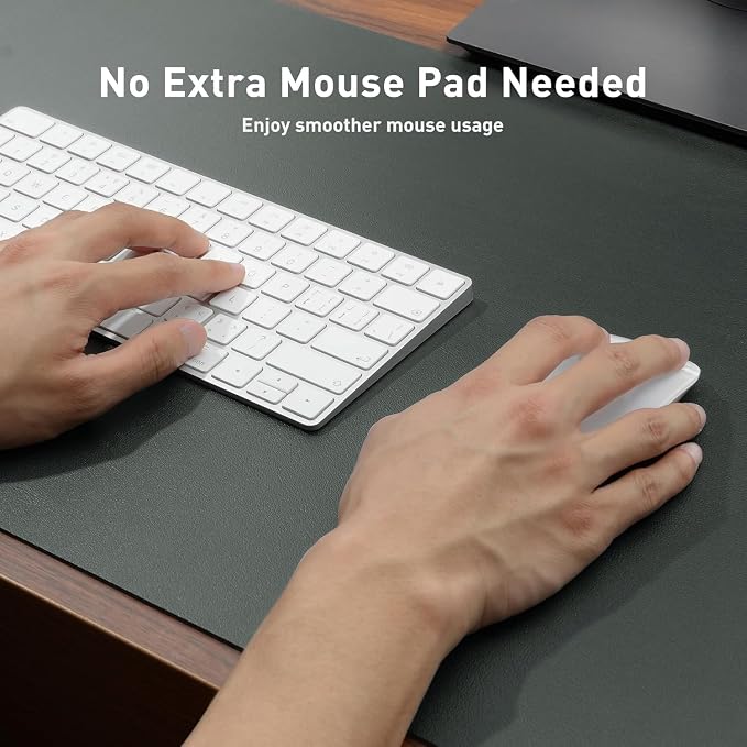 Bloss Leather Desk Mat - Jungle Green - 31.5" x 15.7" | Desk Matt for Desktop, Waterproof Large Mouse Pad, Non-Slip Computer Mat for Office/Home/Decor
