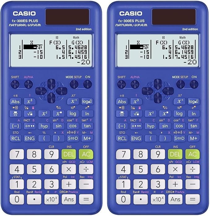Casio fx-300ES Plus 2nd Edition – Standard Scientific Calculator | 262 Functions,Natural Textbook Display℠ | Ideal for Middle School,High School Math,Statistics & Algebra-| Blue,(Pack of 2)