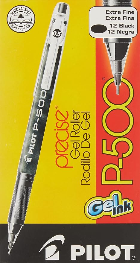 PILOT Precise P-700 Gel Ink Rolling Ball, Black Ink Pens, 12 Count
