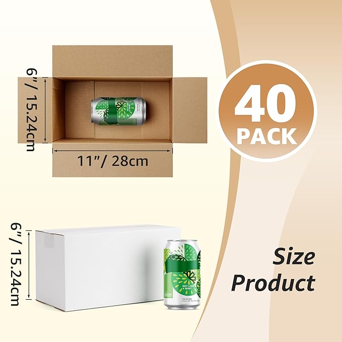 Calenzana 11x6x6 Shipping Boxes Set of 40, White Corrugated Cardboard Box for Mailing Packing Gifts Small Business
