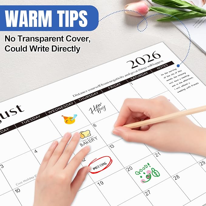 Gannyfer Desk Calendar 2026-2027 with Desktop Mat, Simplified Large 22" x 17" Desktop Pad Calendar, 18 Month Desk Calendar 2026, Use July 2026 to Dec 2027, Office Supplies Perfect for Home School and Office - Black