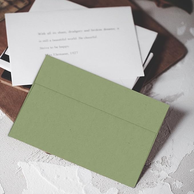 100 Pack A2 Sage Green Envelopes, Goefun 4.375 x 5.75 Greeting Card Envelopes 120 GSM, Self Seal Printable for 4.25 x 5.5 Cards, Photos, Invitations, Weddings, Graduation, Baby Shower