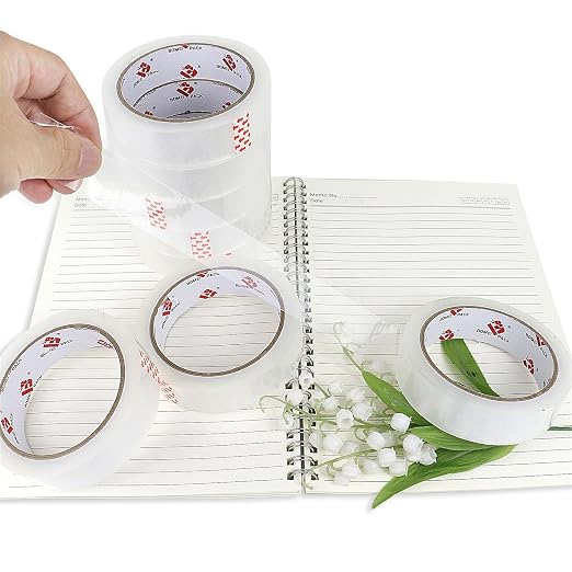 BOMEI PACK Clear Tape, 1 Inch x 164 Ft, Transparent Tape Refills, 3" Core Big Roll Stationery Tape, Strong Gift Wrap Tape for Home, Office, 6 Rolls Fit 3 Inch Desktop Dispenser (6)