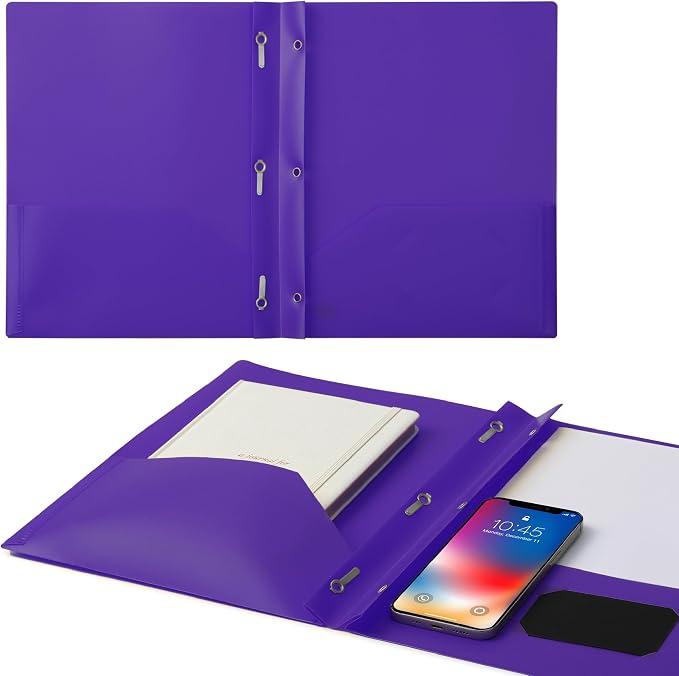 Mr. Pen- Plastic Folders with Pockets and Prongs, 5 Pack, Letter Size | Pocket Folders, Folders with Prongs, File Folders with Fasteners, 2 Pocket Folder, Folder with Pockets