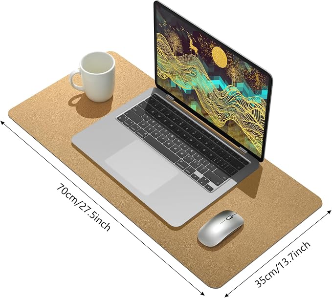 Bloss Leather Desk Mat, Gold Mouse Pad, Non-Slip/Waterproof Desk Pad, Desk Matt for Desktop, Desk Pad Mat for Office Work/Home - Copper Gold(27.6 x 13.8 Inches)