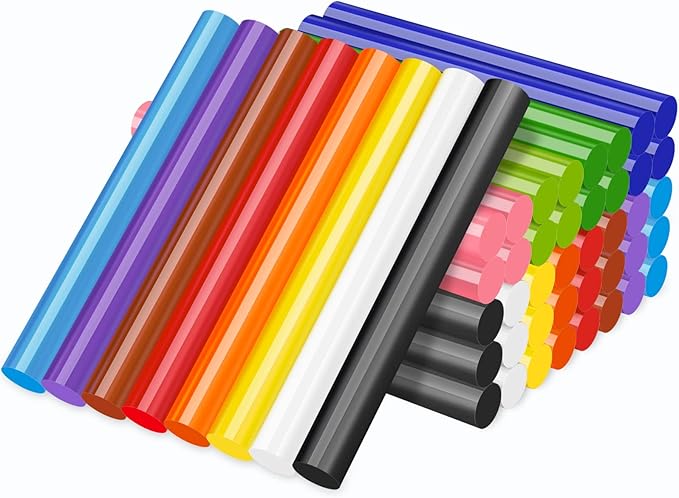 Manarty Colored Hot Glue Sticks Full Size, 48 PCS 0.43" Dia x 4" Long Hot Melt Glue Sticks, 12 Colorful EVA Adhesive Purpose Glue Stick Standard for DIY Art Craft Stamp Repairs Gluing Projects