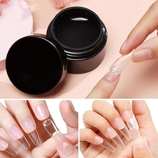 Solid Nail Glue Gel for Press On Nails Fake Nails Strong Clear Nail Tips Hard Gel for False Nails Nail Art DIY Home, UV Light Cured (Solid Glue for False Nail Tips, 5ml)