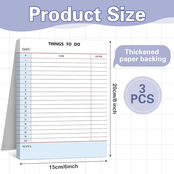 Spakon 300 Sheets Daily to Do List Notepad Notebook Library Card to Do Planner Checklist Memo Writing Pad Schedule Reminder Office Homework Planner for Task, 6" x 8 (Retro,Pink,Blue,Purple)