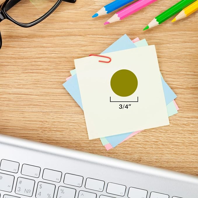 Olive Dot Stickers, 3/4 Inch, 1008/Pack | Semi-Gloss Paper Circle Labels for Offices, Retail, Classrooms, and Warehouses. Made in USA