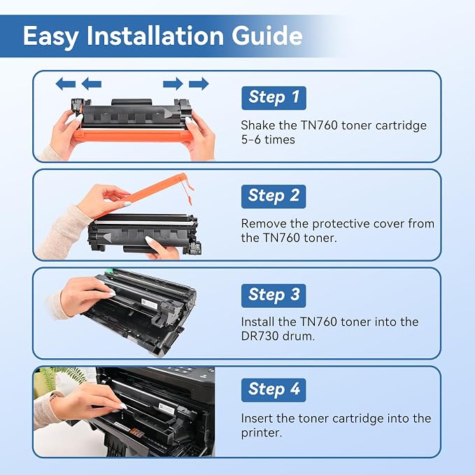 MYTONER TN760 Toner Compatible for Brother TN-760 L2690DW L2710DW Printer | TN730/760 Black High Yield Toner Cartridge for MFC-L2690DW MFC-L2717DW HL-L2350DW HL-L2395DW L2750DW 4-Pack for home office