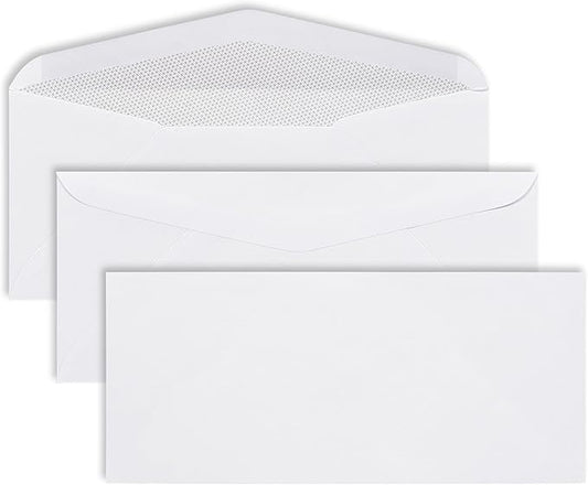 #9 Envelopes Letter Size - 80 Pack - Security Tinted 3 7/8" x 8 7/8" Gummed Seal Business Envelopes - Return Mailing Envelopes for Checks, Invoices, Statements - 24lb Plain White Paper