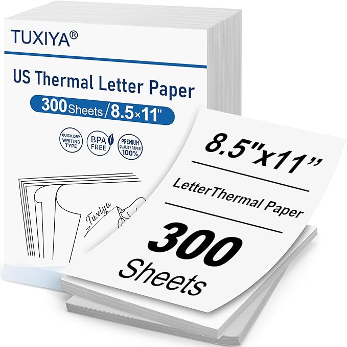 300 Sheets Thermal Printer Paper 8.5 x 11 Inch,BPA free Advanced Thermal Printing, US Letter Size Thermal Paper Compatible Most Portable Printers