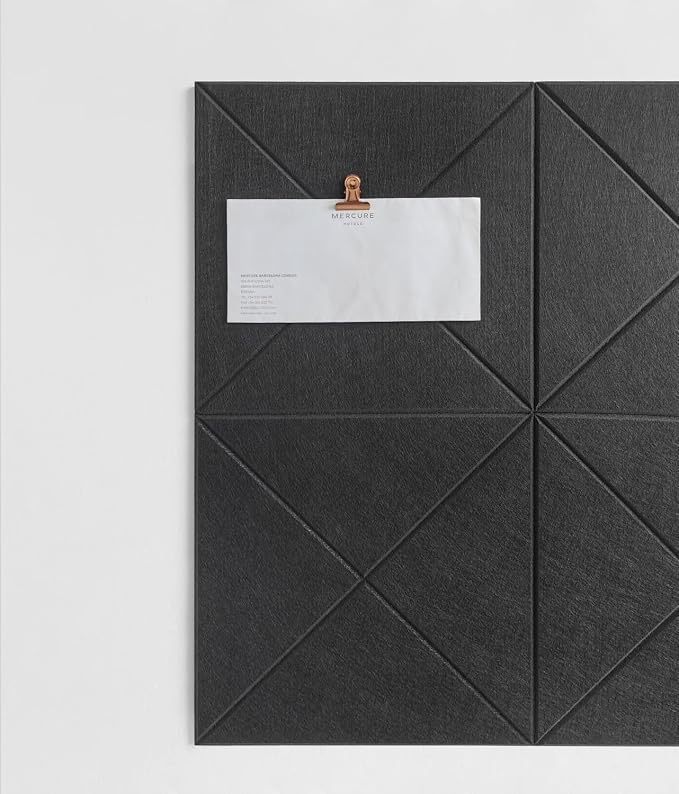 Cork Board 24 x36 Alternative - 6 Pack Felt Wall Tiles with Safe Removable Adhesive Tabs, Cork Boards for Walls Cork Board for Home Office Pin Board Tack Board - Black