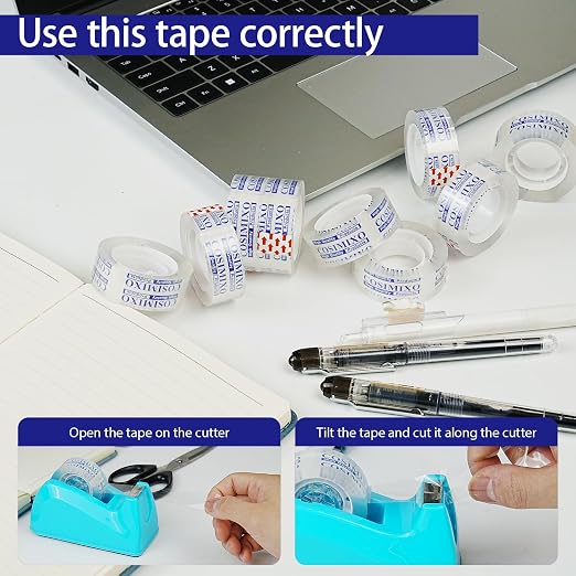 COSIMIXO 96Rolls Crystal Clear Tape Refills for Dispenser, 3/4Inch x 1000 inch,Bulk Transparent Tape,Office Stationery Tape for Home and School