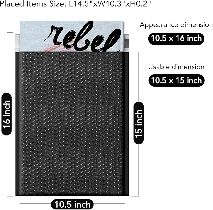 Fuxury Black Bubble Mailers 10.5x16" Padded Envelopes 3750Pack Bulk Strong Adhesion Full Pallet of Padded Mailers Thick Bubble Envelopes for Small Business Mailing Books Clothes Makeup Supplies