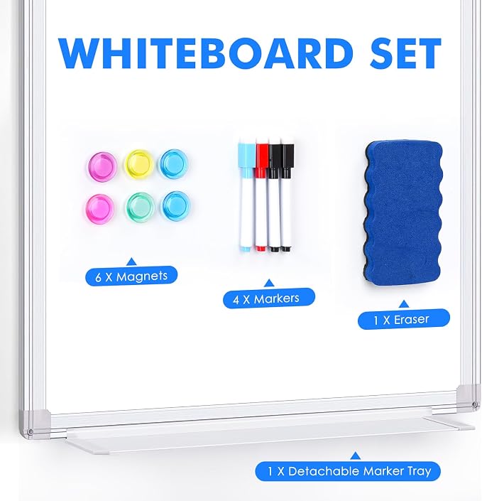 Maxtek Magnetic Dry Erase Board for Door 36 x 24 in | No-Drill Adjustable Long Arm Hook Mount, Portable Hanging Whiteboard For Home, Dorm, Office, Cubicle And Small Spaces