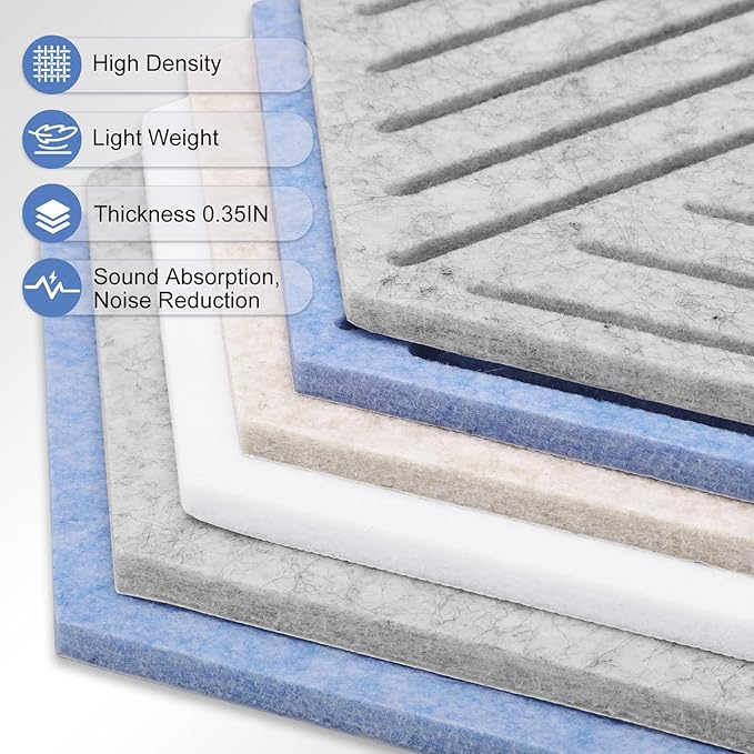 10 Pack Hexagon Cork Board, 12" x 10" Self-Adhesive Felt Bulletin Board Tiles with 40 Pushpins, Cute Pin Boards for Wall Decor Home Office School DIY Display Boards for Photos (Blue Theme)