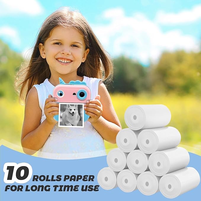 10 Rolls Self-Adhesive Thermal Paper, Glossy Thermal Printer Paper for Mini Portable Printer, 57 x 25mm, Thermal Labels for Most Pocket Printer
