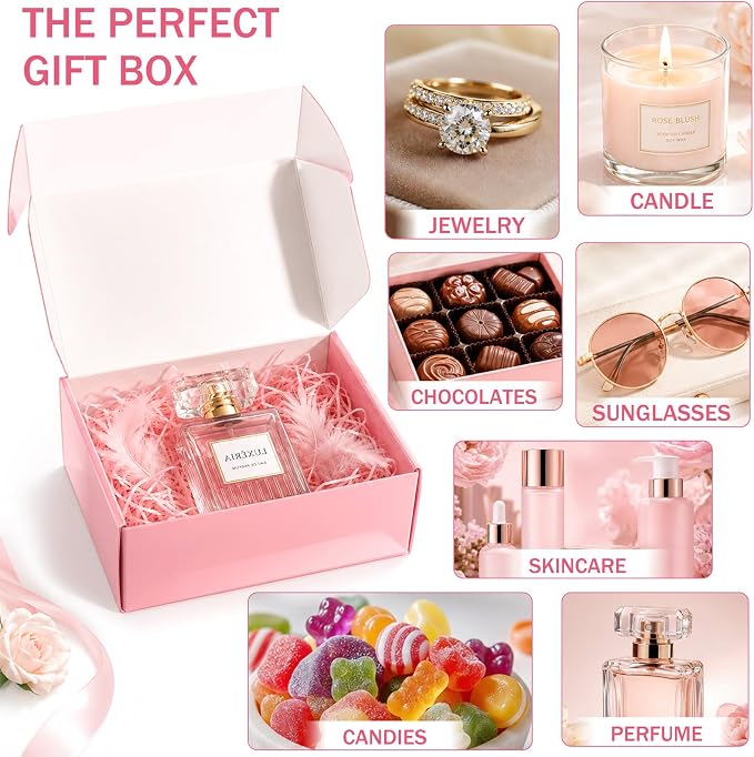 6x4x2 in Boxes for Shipping Small Business, 50 Pack Cute Pink Mailer Boxes, Corrugated Shipping Boxes Bulk