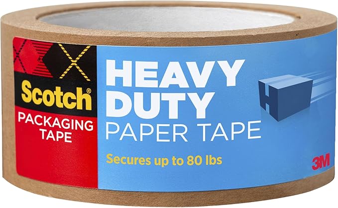 Scotch Box Lock Paper Packing Tape, Kraft Brown, Extreme Grip Kraft Paper Tape That Recycles with The Box, Moving Supplies, 1.88 in. x 25 yd., 1 Tape Roll