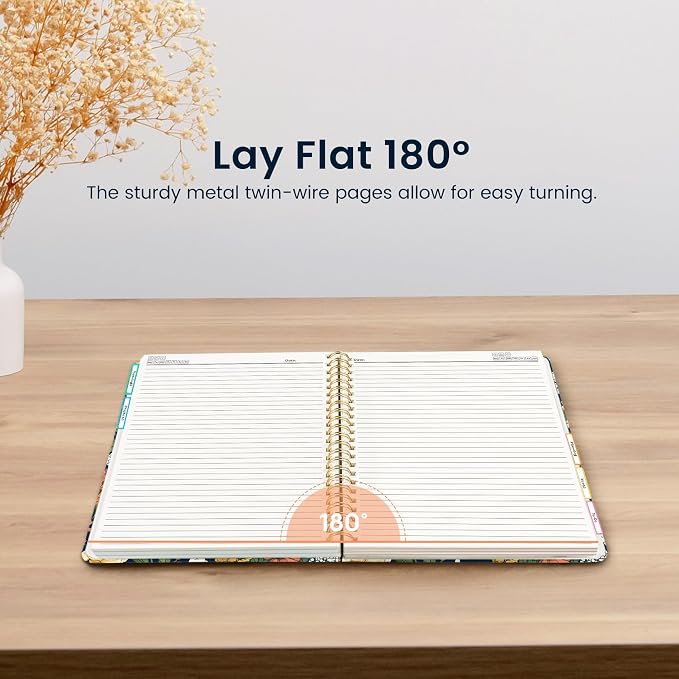 Large Spiral Notebook for Work, 8.5" x 11" Journal for Women, Cute 5 Subject Notebook with Removable Dividers & Tabs, College Ruled Lined Journal for Office and School, 280 Pages, Botanical Tapestry