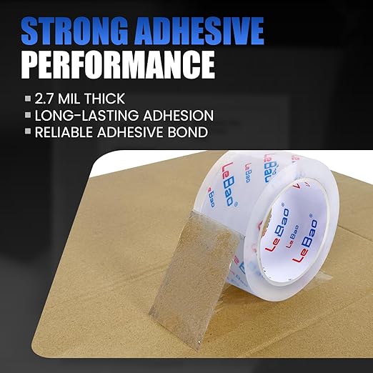 Heavy Duty Packing Tape with Dispenser, Strong HD Clear Packaging Tape, 18 Rolls 1.88 in. x 60 yd. x 2.7MiL, Secure Sealing for Cardboard Moving Boxes Shipping Supplies
