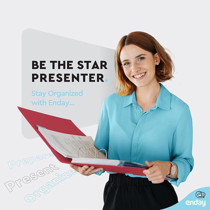 Enday 3 Inch Binder Red 3 Ring Binder 3 Inch, Heavy Duty Three Ring Binder, 600 Sheets Capacity - 3 Inch Binder for Home School and Office