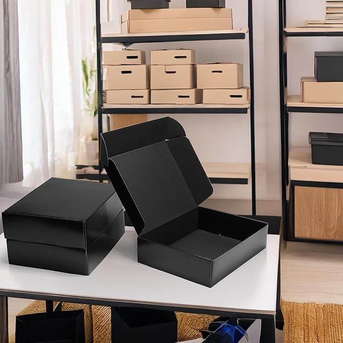 Rempry 6 Pack 12x9x3 Black Shipping Boxes, Large Cardboard Mailer Boxes for Small Business Shipping Packaging