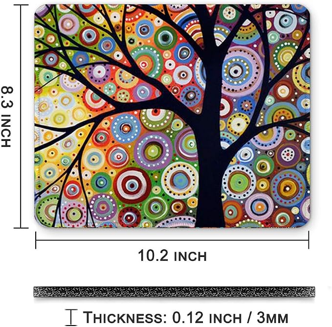BOSOBO Mouse Pad, Custom Tree of Life Mouse Mat, Small Gaming Mouse Pad for Women and Men, Waterproof Office Mousepad, Non-Slip Rubber Base, Stitched Edge, Rectangle 10.2 x 8.3 x 0.12 Inch