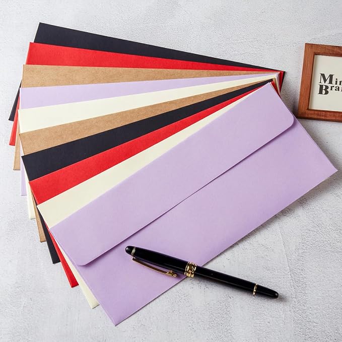 50 Pack #10 Business Envelopes, 4 1/8 x 9 1/2 Inches, Light Purple | Self Seal, Standard Business Envelopes For Greeting cards, Letter Mailing, Invitation