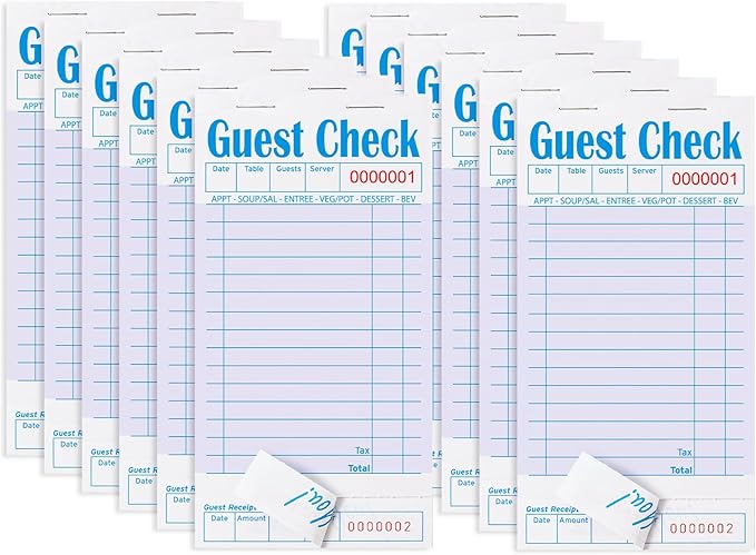12 Pack Purple Guest Checks Books for Servers Server Note Pads, Waiter Checkbook, Waitress Notepad for Restaurants, Paper Checks 50 Sheets/Pack, 600 Total Tickets