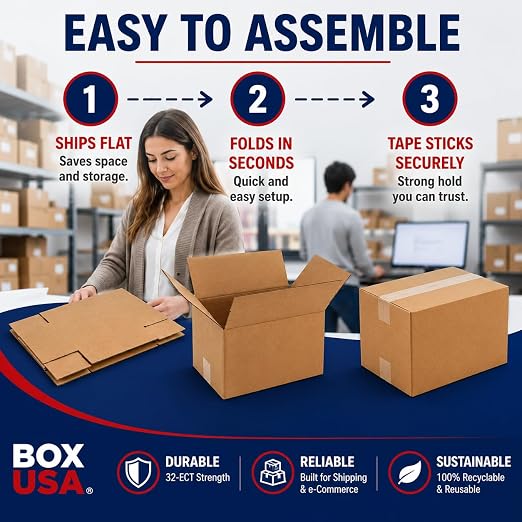 BOX USA 16x16x36 Tall Boxes for Shipping, Moving & Packing, 10-Pack | Long Boxes 16"L x 16"W x 36"H Corrugated Cardboard for Home, Business, e-Commerce Order Fulfillment Supplies, 10-Pack