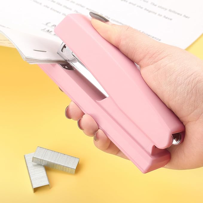 ZZTX Stapler, Desktop Staplers with 1000 Staples and Staple Remover, Pink