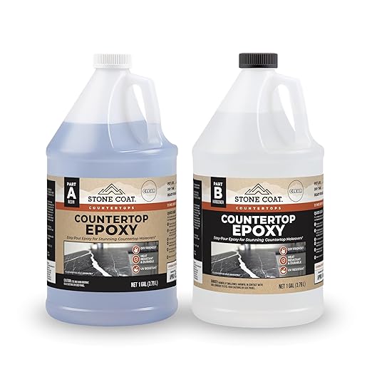 Stone Coat Countertops Epoxy Resin Kit for Countertops, Bar Tops, 2 Gallon | UV, Scratch & Heat Resistant, Food Safe for Kitchen Countertop, Tabletop, Shower Walls, Wooden Bar Top, & Art Craft Projects