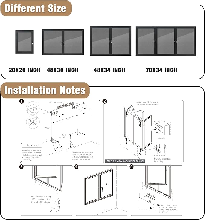 Mifuro 48"x30" Enclosed Bulletin Board, Outdoor Lockable Weather-Resistant Aluminum Cork Noticeboard for School & Office, Black Frame w/Grey Flet