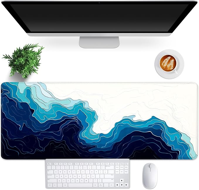 MEWOOCUE® Gaming Mouse Pad for Desk,Large Mousepad Laptop, Sea Beach Ocean Waves Mouse Mat,Long XXL Waterproof Keyboard Pads,Big Non-Slip Mousepads for Game Office Home（31.5 x 11.9 in）