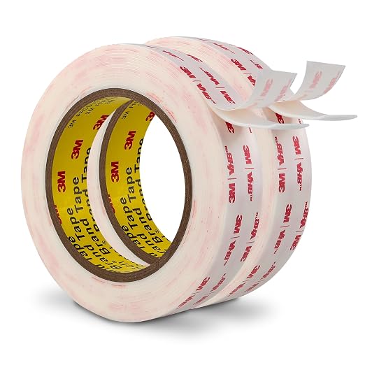 3M Double Sided Mounting Tape 1'' x 15.4Ft 2 Pack, 0.043in Thick 4950 White | Heavy Duty Adhesive Waterproof Foam Tape for Car, Home, Office, Decoration