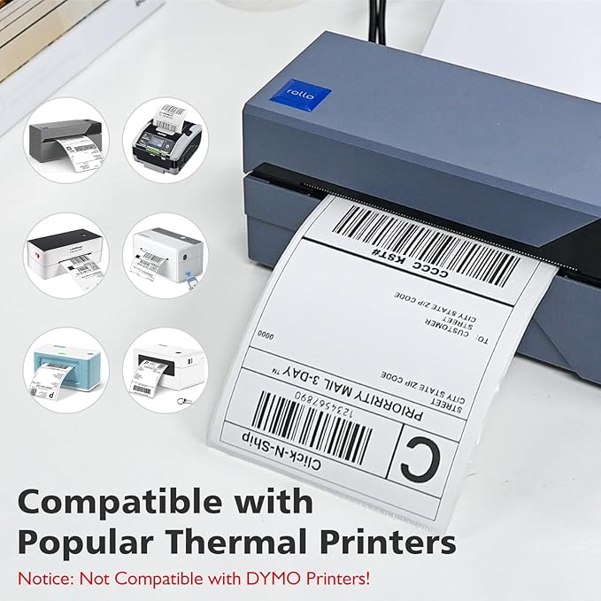 DGBDPACK 4"x6" Direct Thermal Shipping Labels 600 Lables/2 Roll (300 Pcs per Roll) Compatible with Zebra Rollo Beeprt Printer Permanent Adhesive