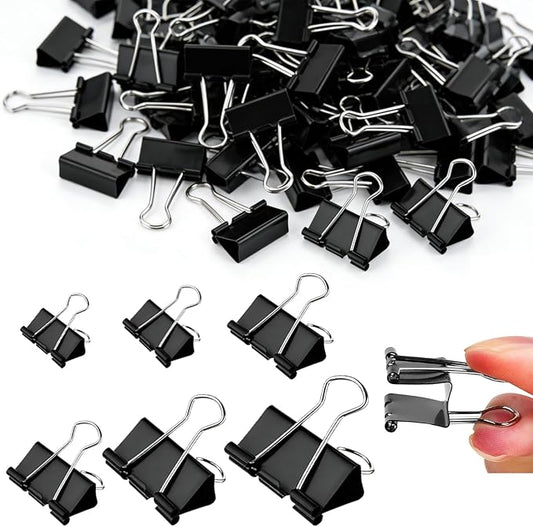 300 Pcs Binder Clips Assorted Sizes, 6 Sizes Jumbo, Large, Medium, Small, Mini and Micro, Metal Paper Clamps, Bulk Black Metal Binding Med Clips Office Supplies for Teachers Business