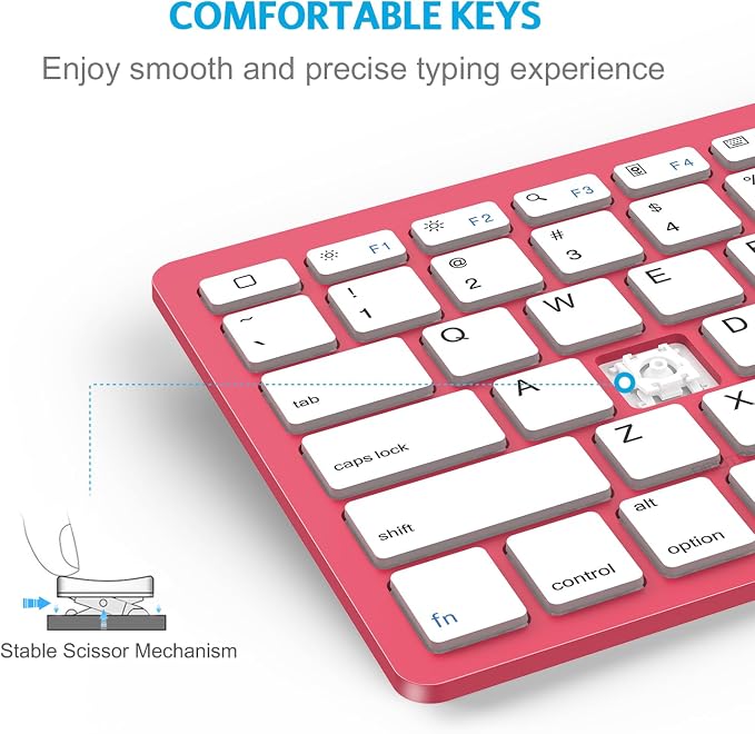 OMOTON Ultra-Slim Bluetooth Keyboard for iPad,iPad Pro/Air/Mini,iPhone | Stable Wireless iOS Keyboard with 12 Multimedia Keys, Portable Size for Office, Business, Travel, School, Red