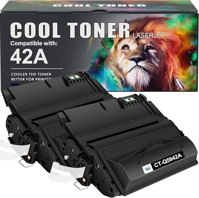 Q5942A 42A Black Toner Cartridge 1-Pack for HP 42X Q5942X Q1338A Q1338X | Compatible for HP 38A 38X Q1338A LaserJet 4250 4200 4350 4300 4250N 4240 4350N 4250TN 4250DTN 4350DTN 4350TN Printer Ink