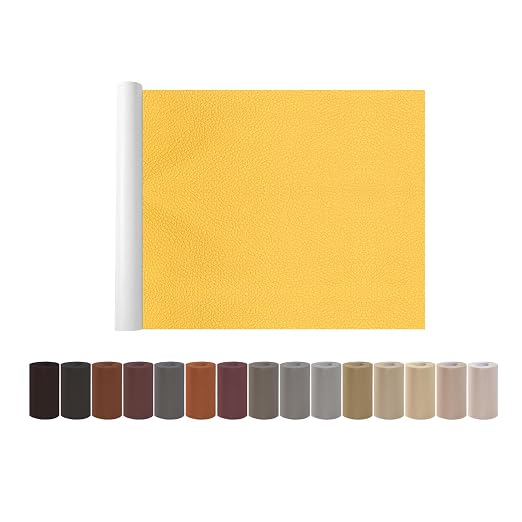 Leather Repair Patch Tape, Yellow 17 x 61 Inches Self Adhesive Leather Repair Kit for Furniture, Car Seat,Vinyl Leather Repair Kit for Office Chairs, Bags, Luggage