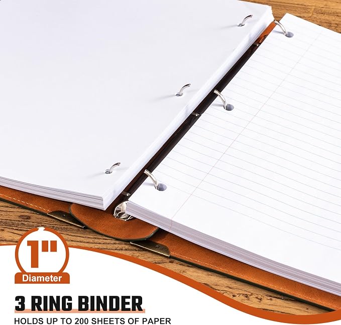 Ovesmusl PU Leather Mini 3 Ring Binder Fits 5.5" X 8.5" A5 Paper, 1 Inch Round Ring Binder Holds 200 Sheets, Notepad Paper Cover Loose Leaf Organizer, Green Tree of Life