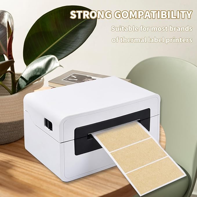 Starboling 2.25" x 1.25" Direct Thermal Labels,Self-Adhesive Printer Label for Address,Logo,Shipping,Barcodes,QR Code（Kraft）