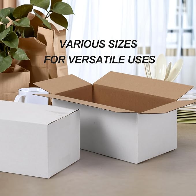 9x5x4 White Shipping Boxes Set of 40, Kraft Corrugated Cardboard Small Business Boxes for Business Packaging Boxes