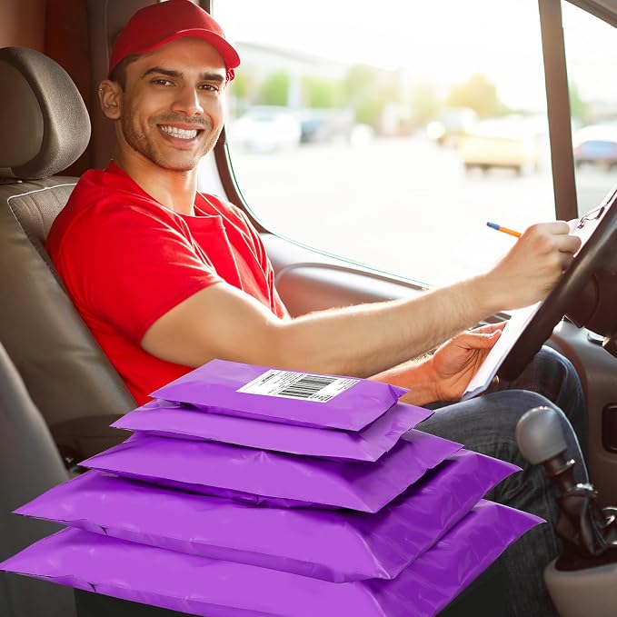 UCGOU 60 Pack Not Padded Purple Poly Mailers Variety Pack, 6x9 Inch & 9x12 Inch & 10x13 Inch & 12x15.5 Inch & 14.5x19 Inch Mailing Bags, Self-sealing Adhesive Mailers Assorted Sizes for Small Business