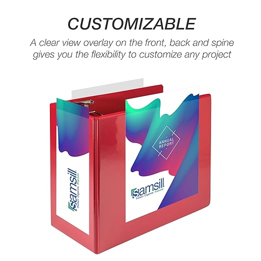 Samsill Durable 6 inch 3 Ring Binder, Locking D Ring 100% Recycled Chipboard, Red, 6 Pack