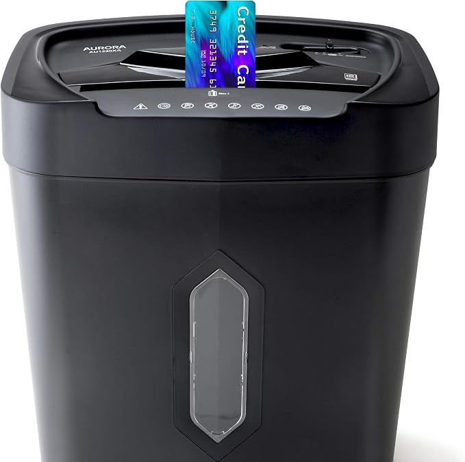 Aurora 12-Sheet Crosscut Paper and Credit Card Shredder with 5.2 gal Wastebasket