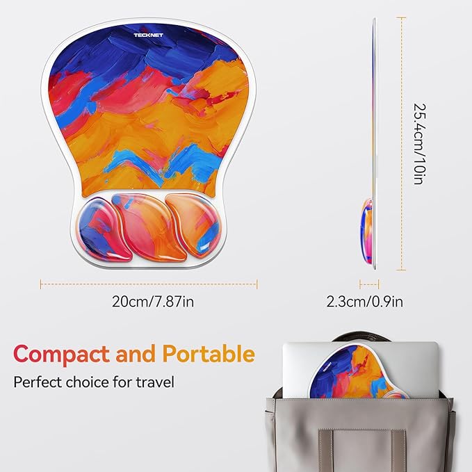 TECKNET Gel Mouse pad, Ergonomic Mouse Pad with Gel Wrist Support for Relieve Wrist Pain Comfortably - Non-Slip Base & Waterproof Surface for Office, Gaming, and Study Comfort - Oil Painting
